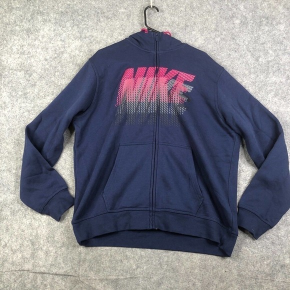 Nike Club Swoosh Full-Zip Hoodie Blue Size XL Style 679365-410 Logo Swoosh - Picture 1 of 12